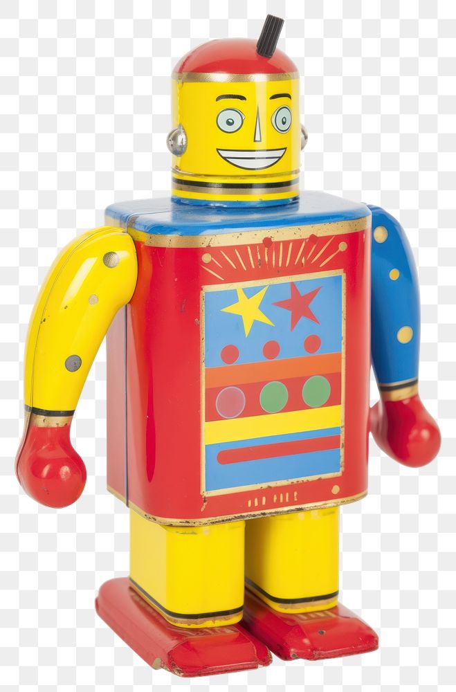 PNG Colorful vintage toy robot