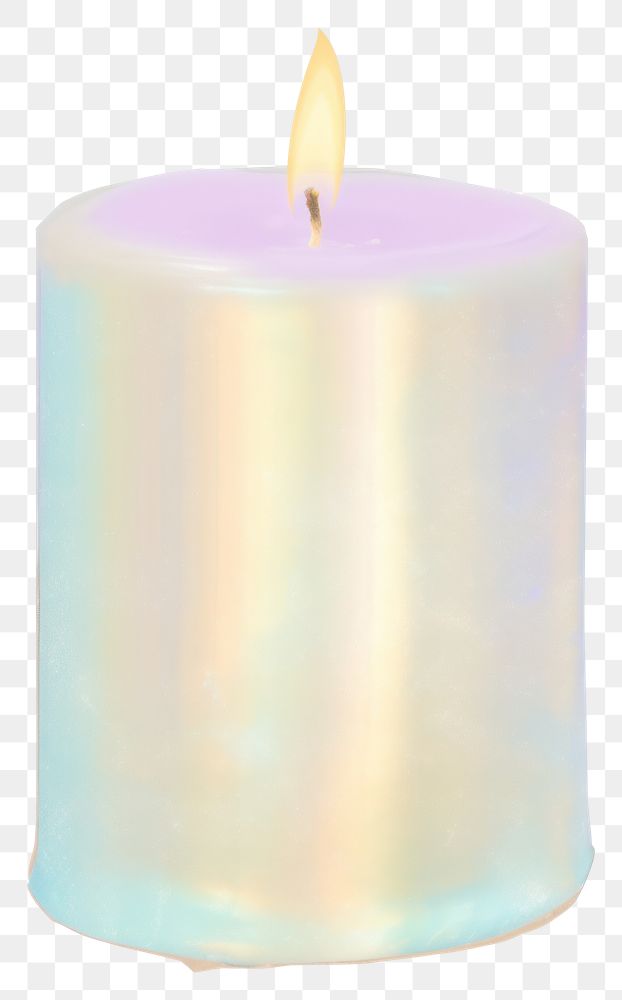 PNG Iridescent candle with gentle flame