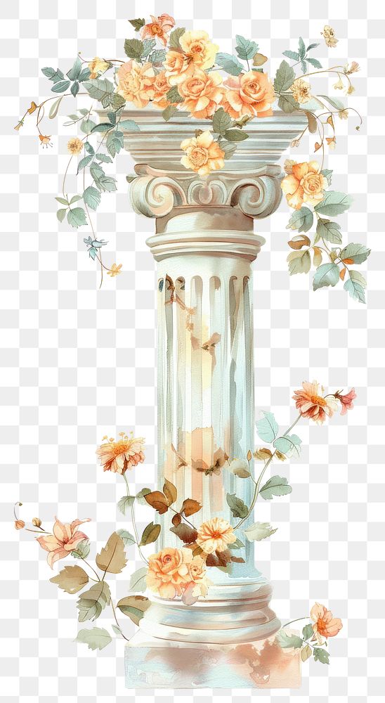 PNG Elegant floral column illustration