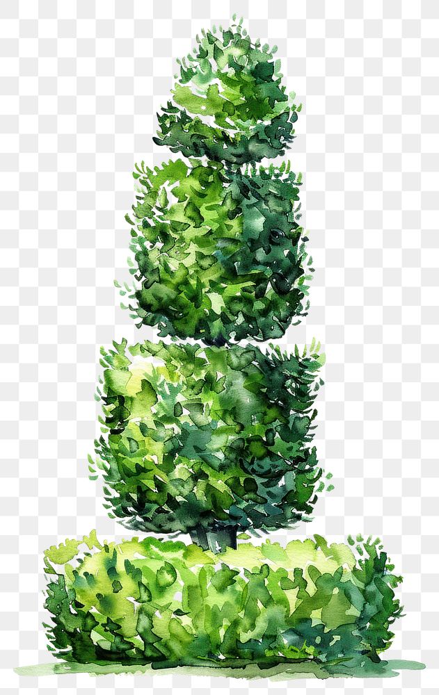 PNG Elegant topiary watercolor garden art