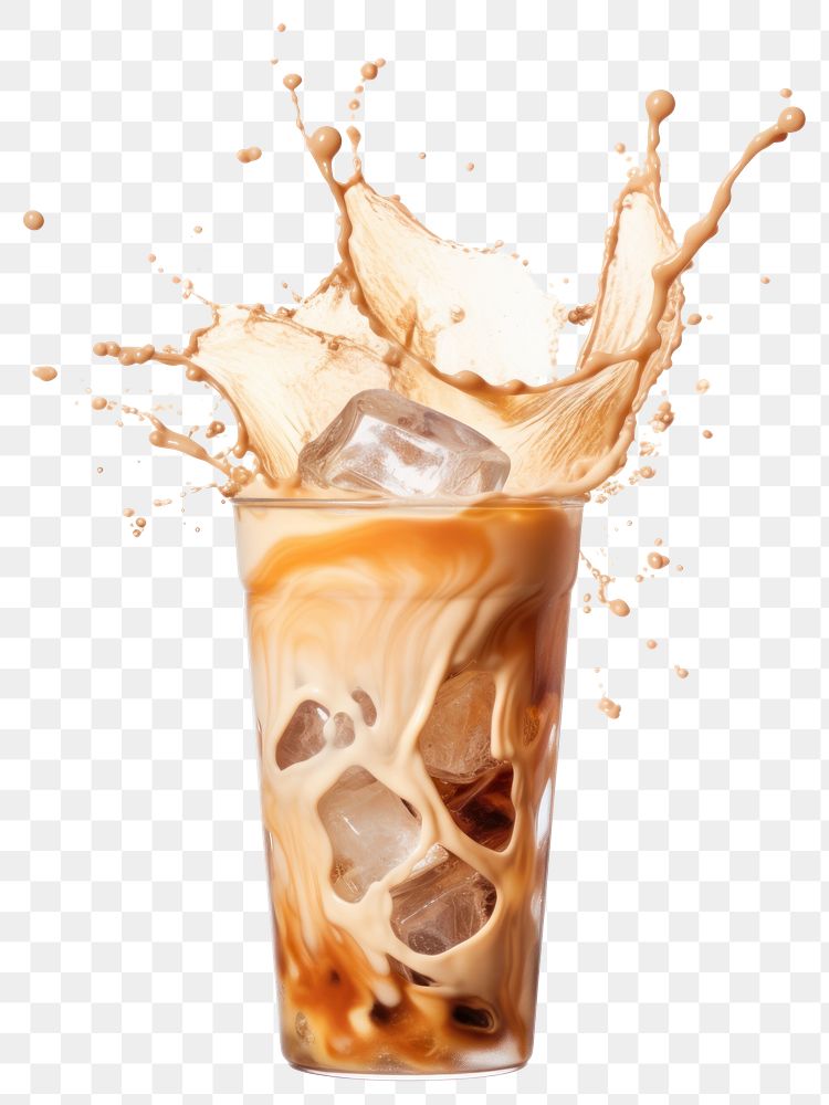 PNG Iced coffee splash isolated white