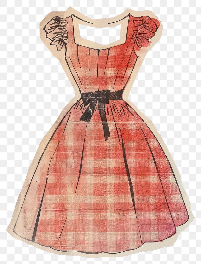 PNG Vintage plaid dress illustration