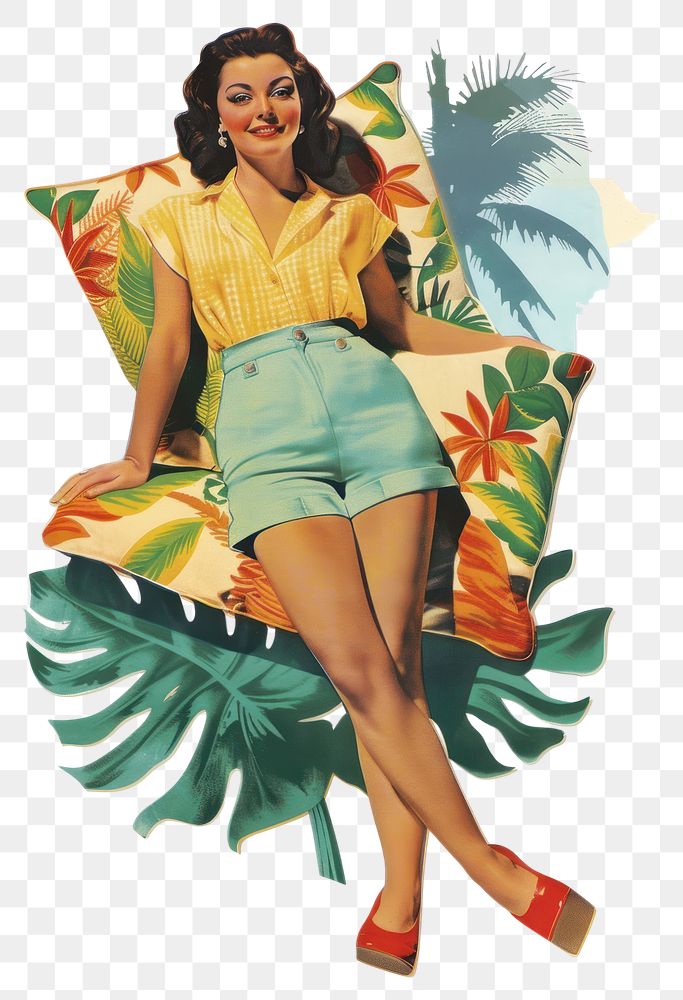 PNG Vintage tropical pin-up girl