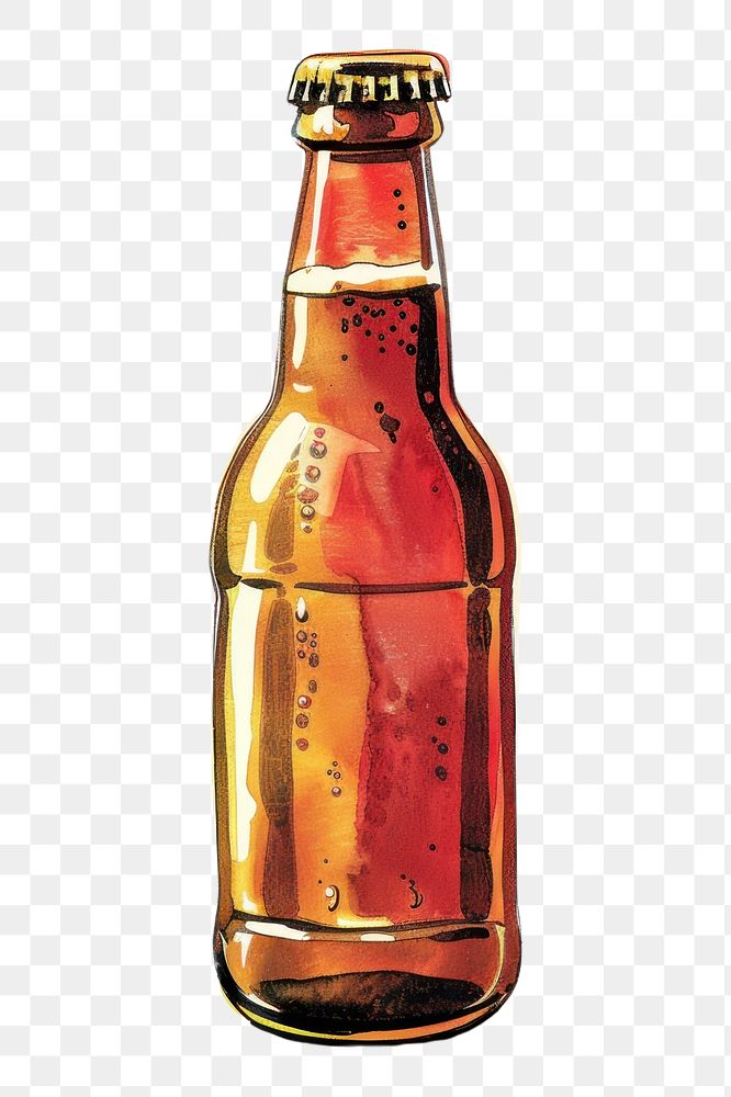 PNG Illustration of brown beer bottle