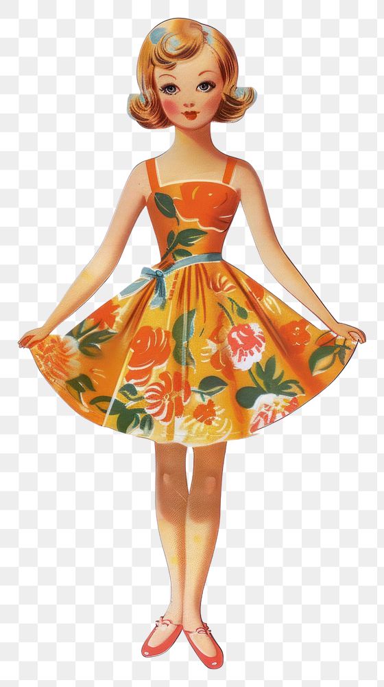 PNG Vintage floral dress illustration