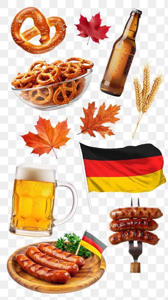 PNG Oktoberfest festival design element set, transparent background