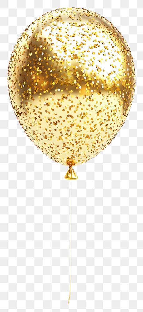 PNG Gold glitter balloon birthday celebration decoration.