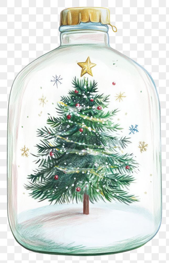 PNG Christmas tree illustration glass.