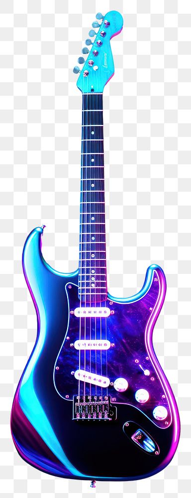 PNG Neon electric guitar light illuminated fretboard.