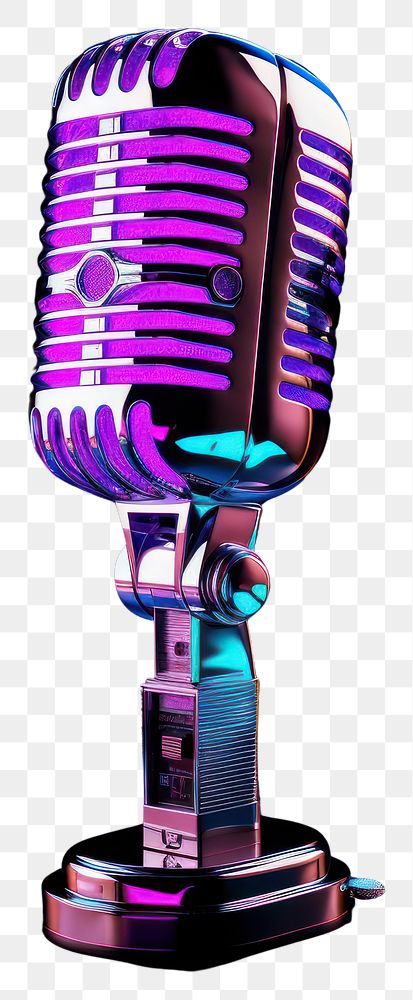 PNG Neon Retro Microphone microphone light black background.