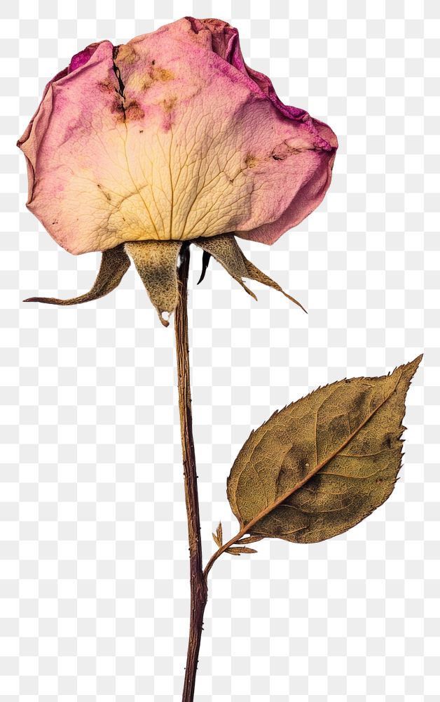 PNG Dried pink rose on white