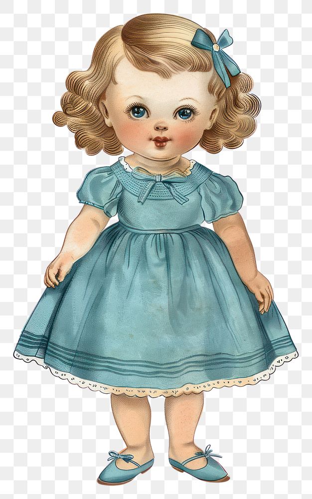 PNG Vintage doll in blue dress