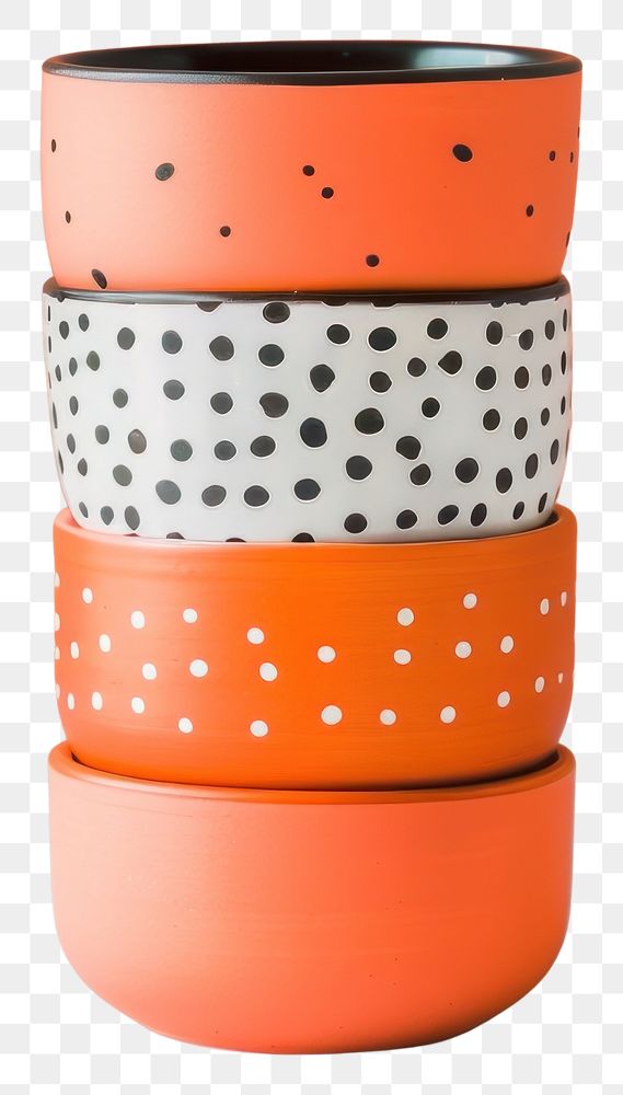 PNG Stacked colorful polka dot bowls