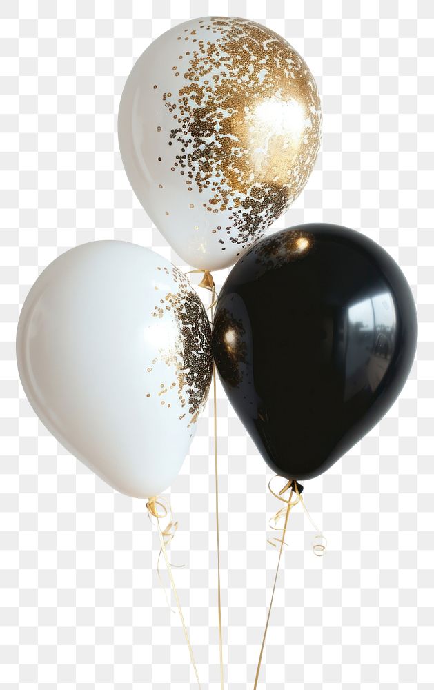 PNG Elegant black white gold balloons