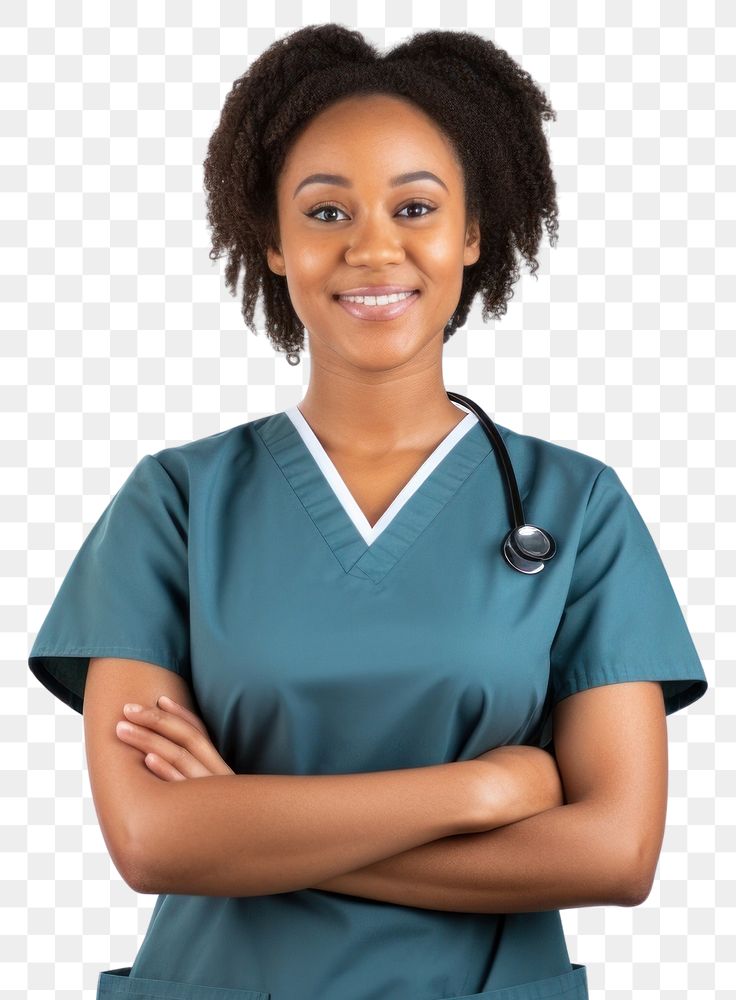 PNG African american nurse standing female.