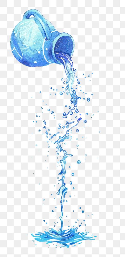 PNG Aquarius pouring white background splattered.