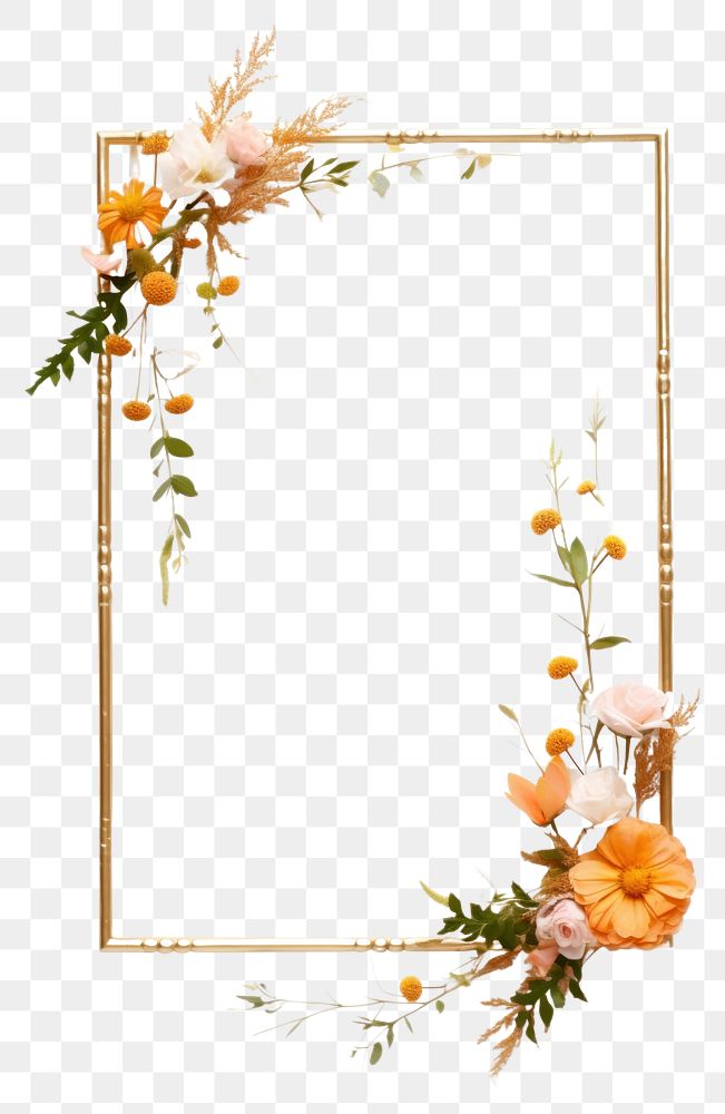 PNG Wreath flower frame gold.