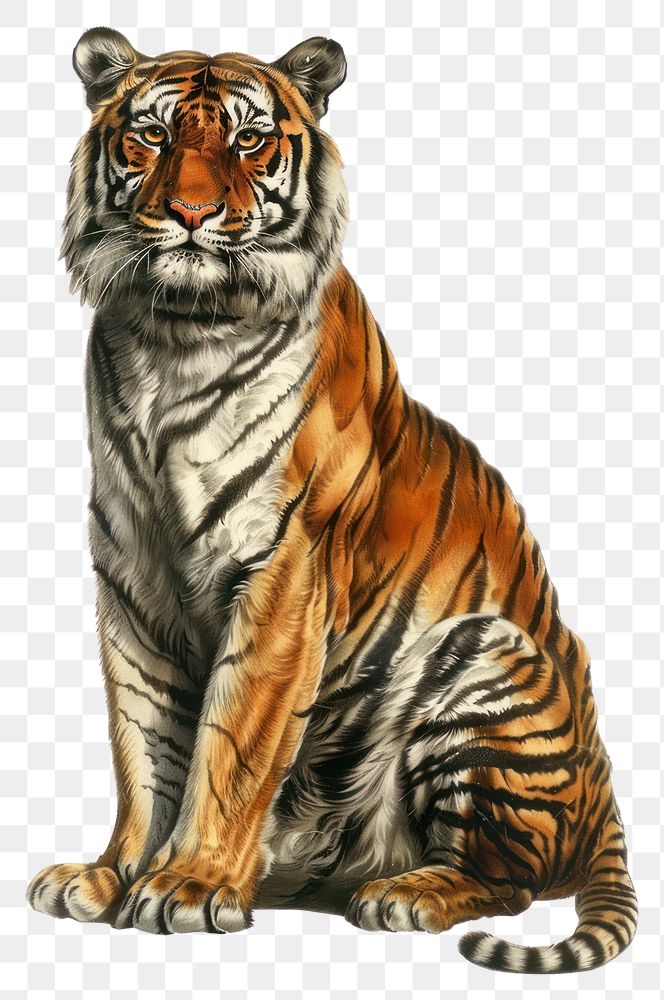 PNG  Majestic tiger illustration, wildlife art