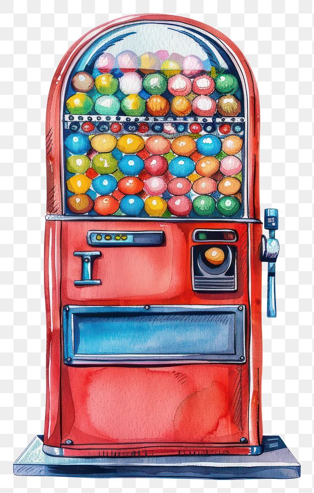 PNG  Colorful retro gumball machine illustration