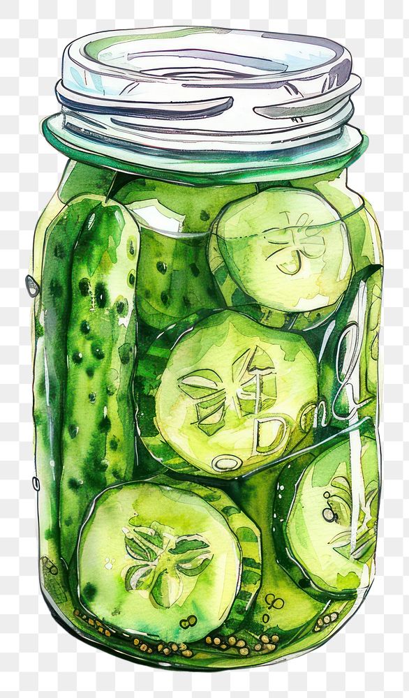 PNG  Hand-drawn pickled cucumber jar