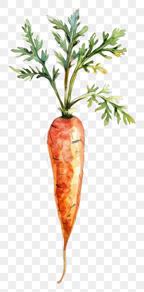 PNG  Watercolor carrot illustration with leaves