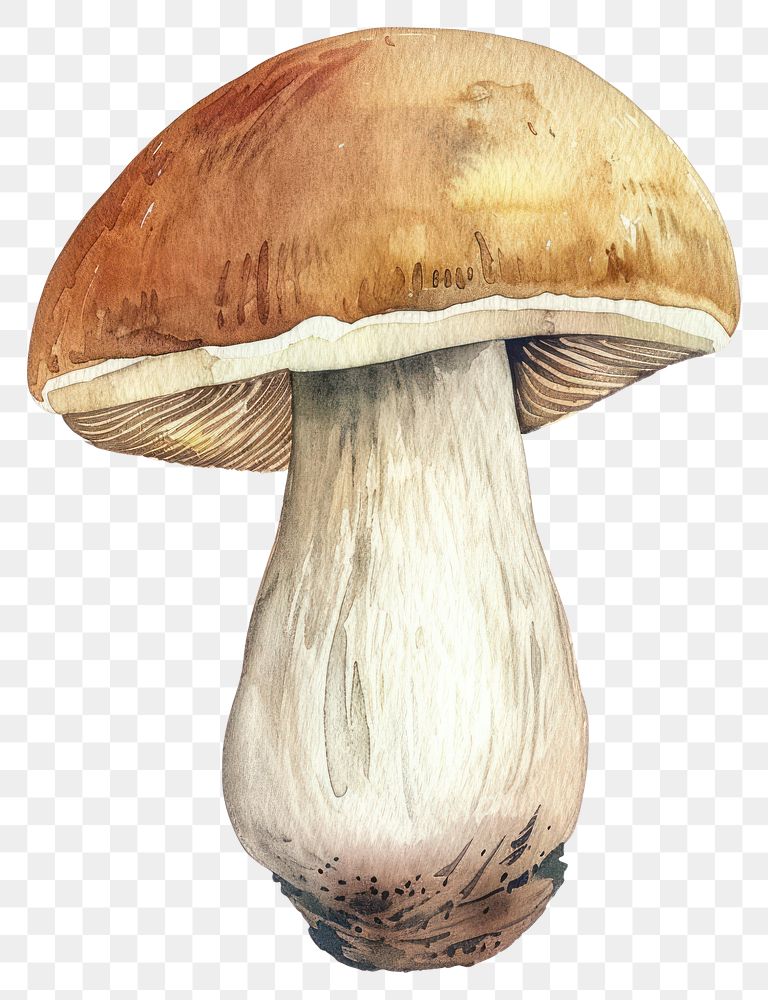 PNG  Realistic watercolor mushroom illustration