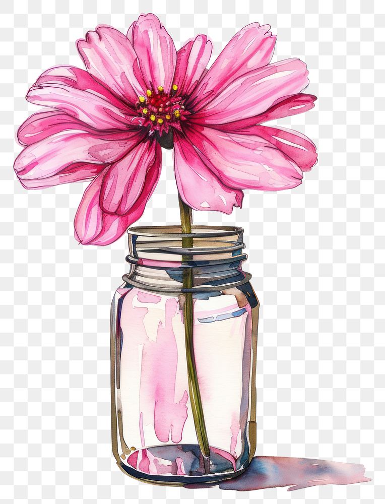 PNG  Vibrant pink flower in jar