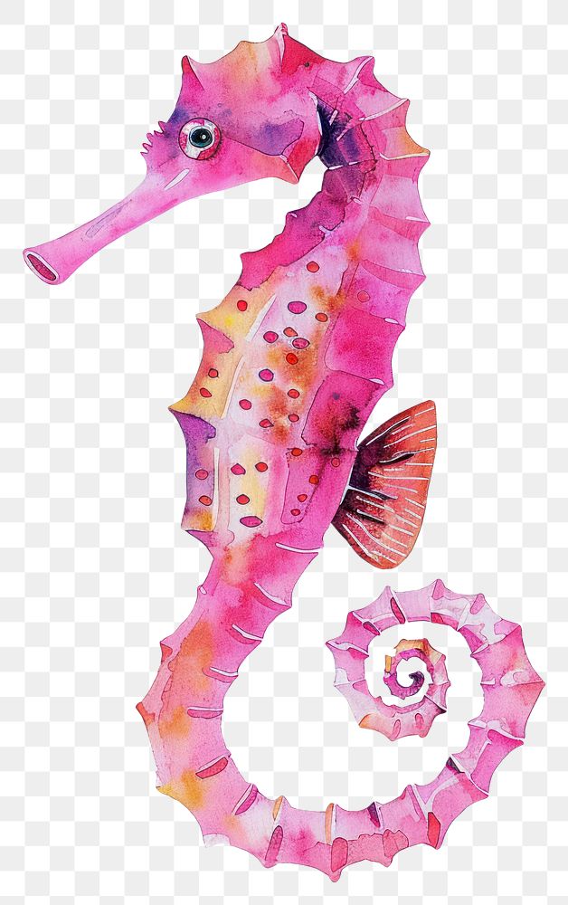 PNG  Vibrant watercolor pink seahorse illustration