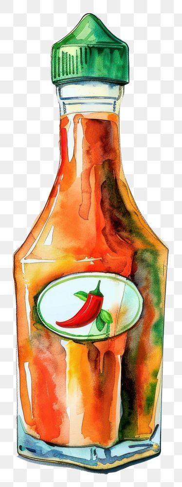 PNG  Spicy sauce bottle illustration