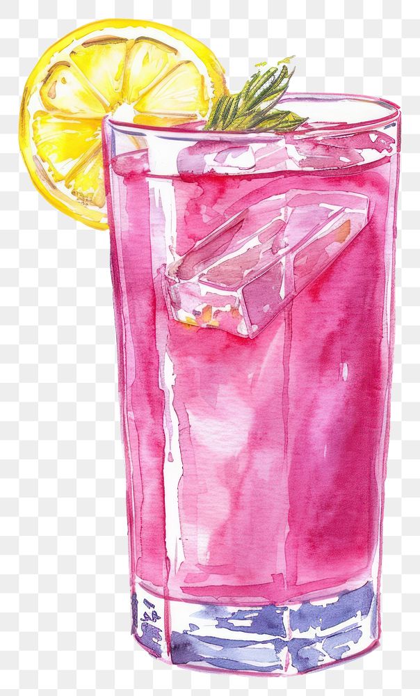 PNG  Refreshing pink lemonade watercolor illustration