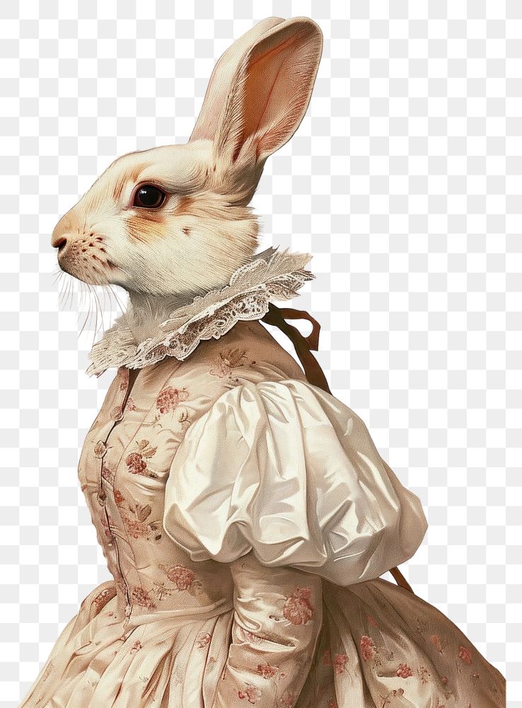 PNG A Holland Lop rabbit wearing Las Meninas animal painting dress.