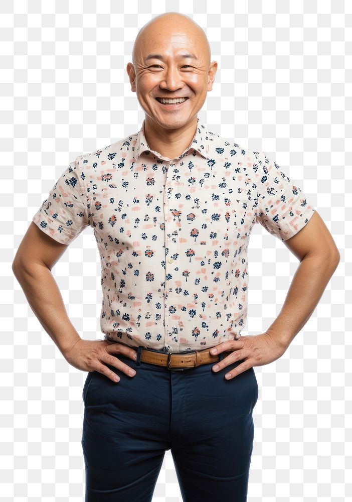 PNG Happy asian bald man shirt background portrait.