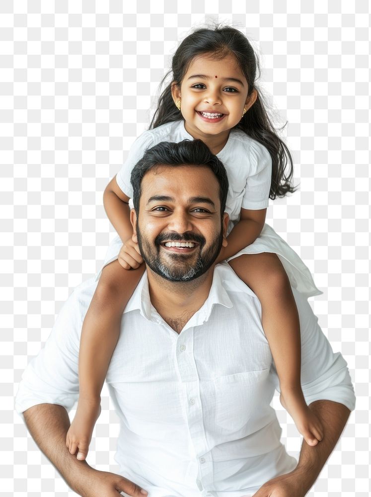 PNG Indian father and daughter family happy people.