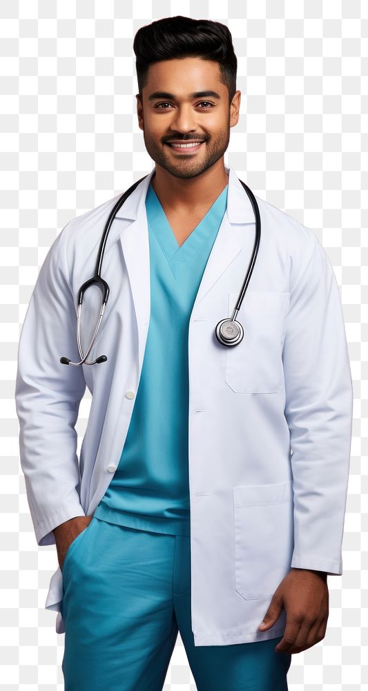 PNG Indian doctor man happy background clothing medical.