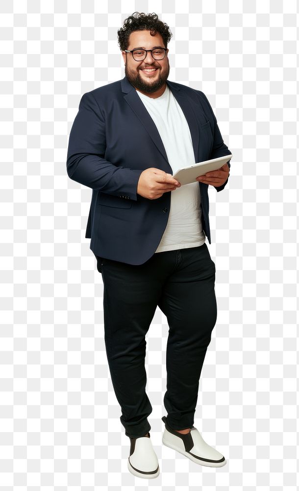 Confident man holding tablet