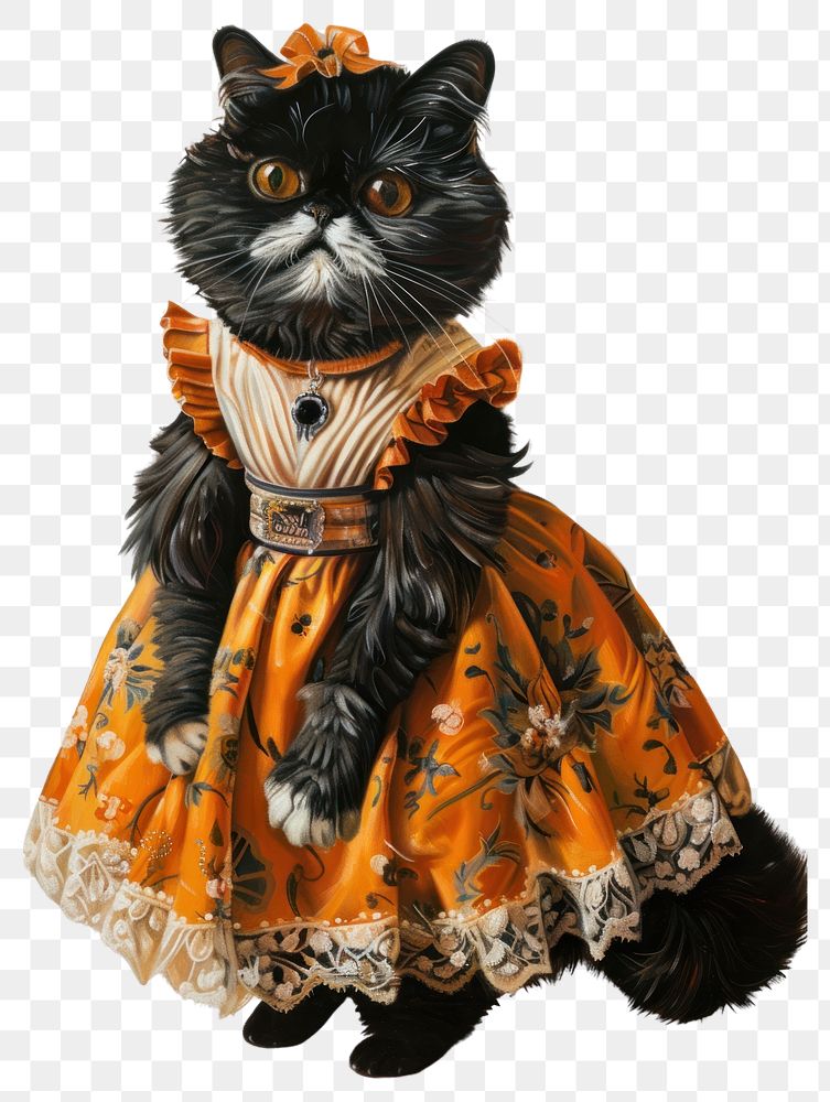 PNG A exotic shorthair cat wears halloween theme spooky dress animal painting pattern.