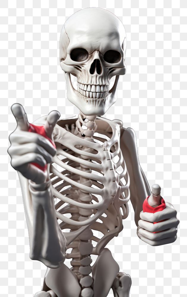 PNG A happy skeleton with red eyes pointing finger background human illustration.