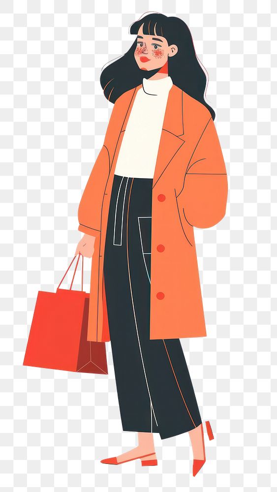 PNG Stylish woman shopping illustration