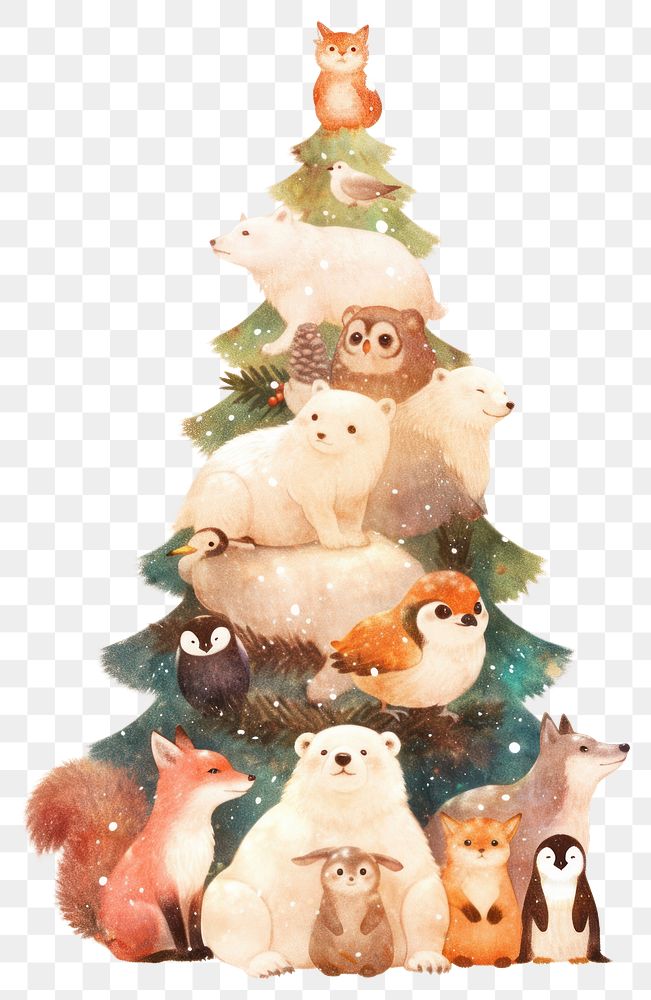 PNG Cute forest animals christmas illustration woodland.