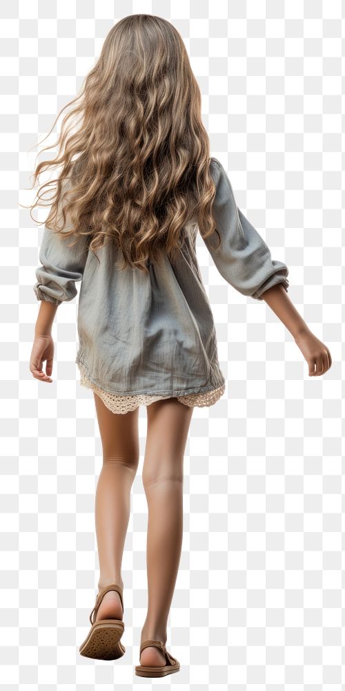 Young girl walking forward waving hand footwear looking child.