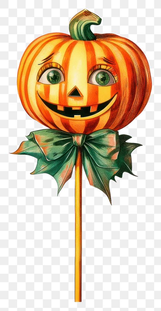 PNG Halloween bloom stick halloween pumpkin vintage.