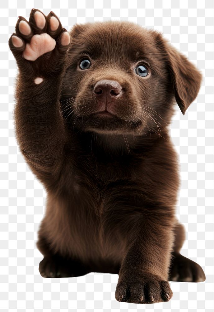 PNG Adorable chocolate labrador puppy waving