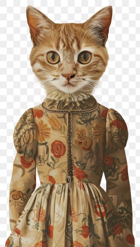 PNG Animal dress cat painting.