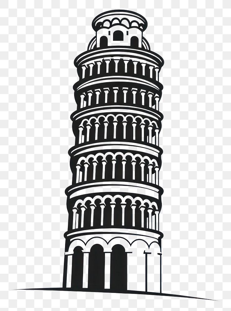 PNG The Leaning Tower of Pisa tower architecture illustration.