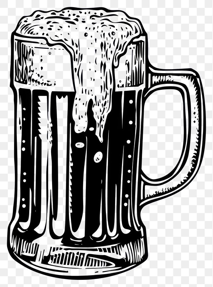 PNG Detailed frothy beer mug illustration