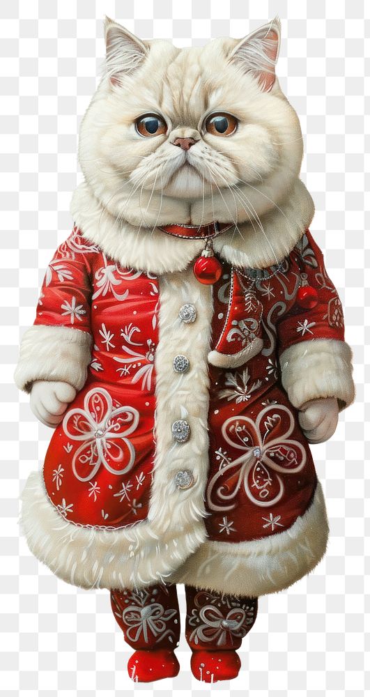 PNG An exotic shorthair cat wears christmas theme dress animal human coat.