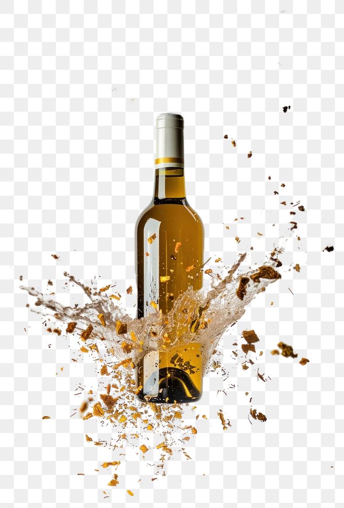 PNG Exploding bottle white wine explosion splash photo.