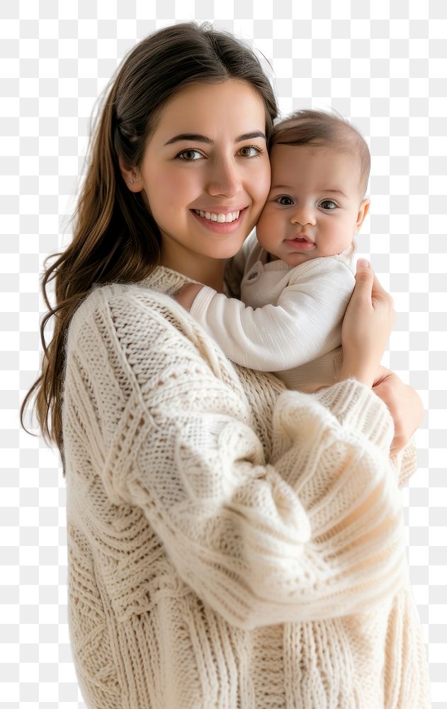 Mom holding newborn photo smile photography.