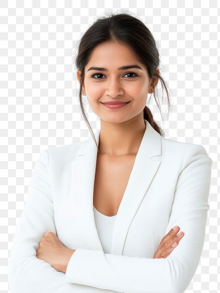 PNG Confident professional woman in white