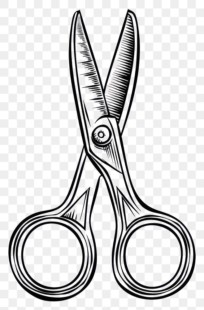 PNG Vintage scissors black white illustration